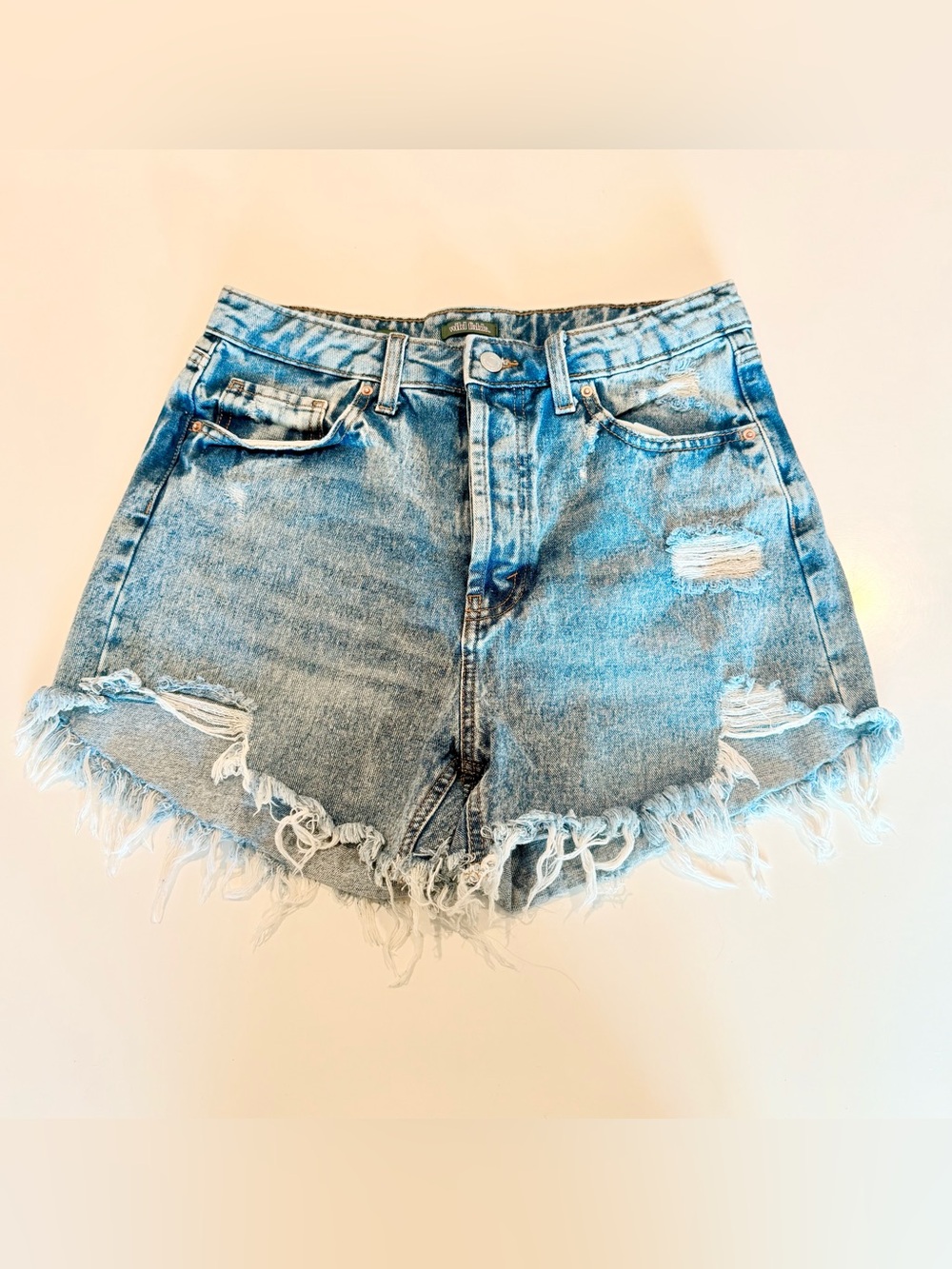 wild fable Light Denim Distressed Frayed Hem Shorts